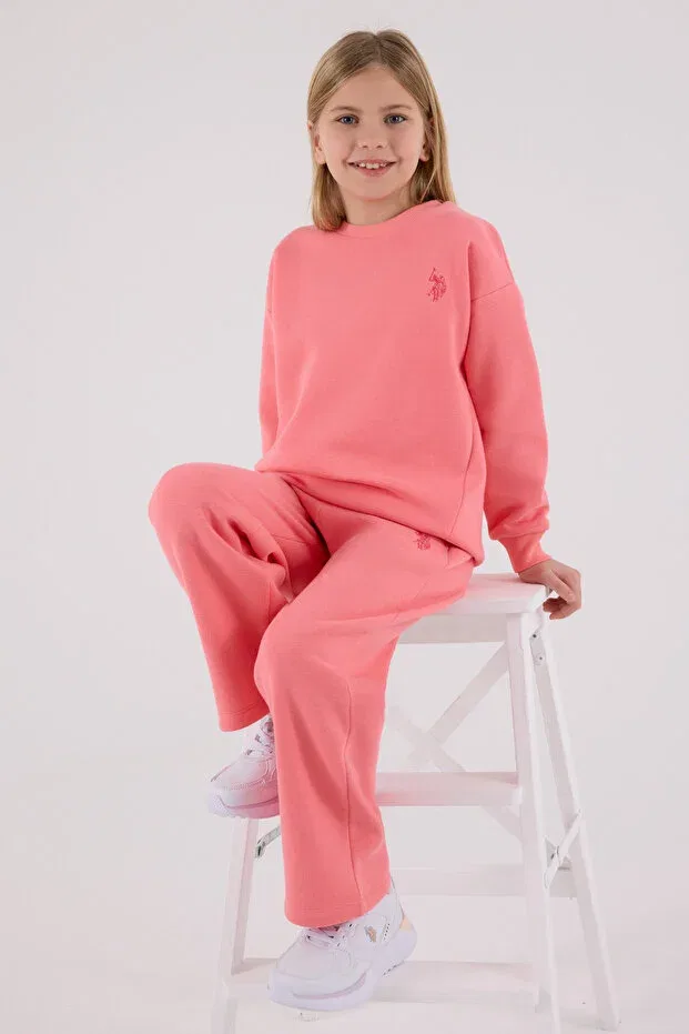 Детский спортивный костюм для девочек с вышивкой Licensed U.S. Polo Assn., Neon Pink — фото 2