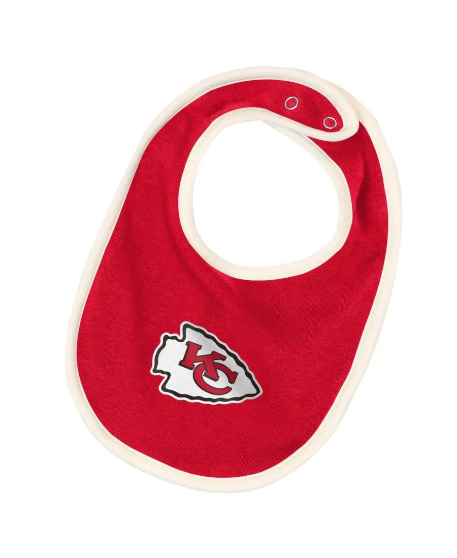 Комплект боди, слюнявчика и пинеток Kansas City Chiefs Up One Outerstuff, Cream Red — фото 3