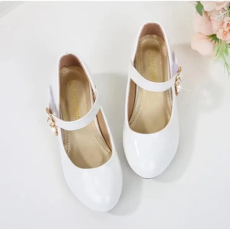 Детские туфли Мэри Джейн для девочек с принтом цветов Beselle, Generous Shimmer White — фото 3