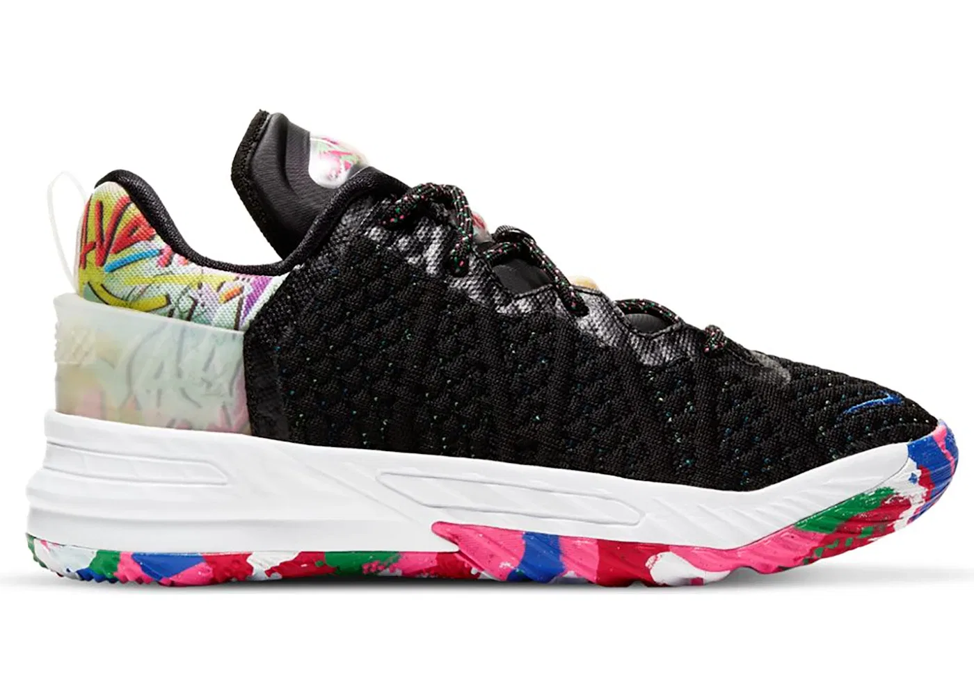 Детские кроссовки для мальчиков с высокой поддержкой Nike LeBron 18, Black/Multi-Color-White