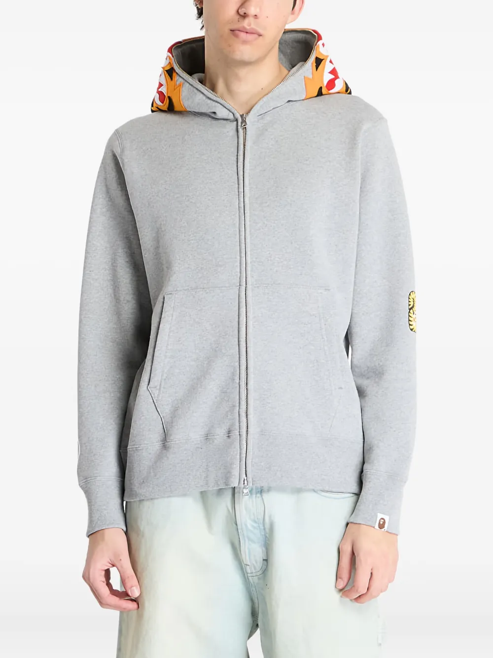 

Толстовка на молнии с вышитым тигром A BATHING APE, серый