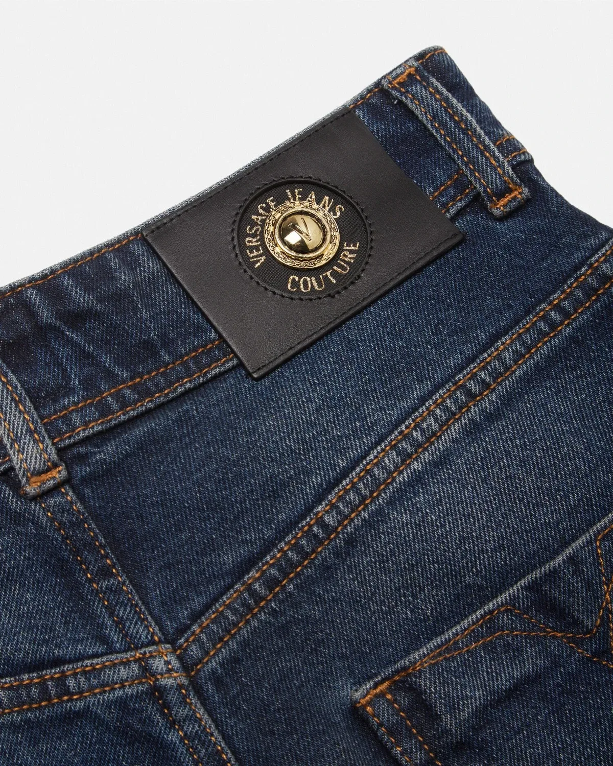 Прямые джинсы с номером изделия VERSACE, синий — фото 4