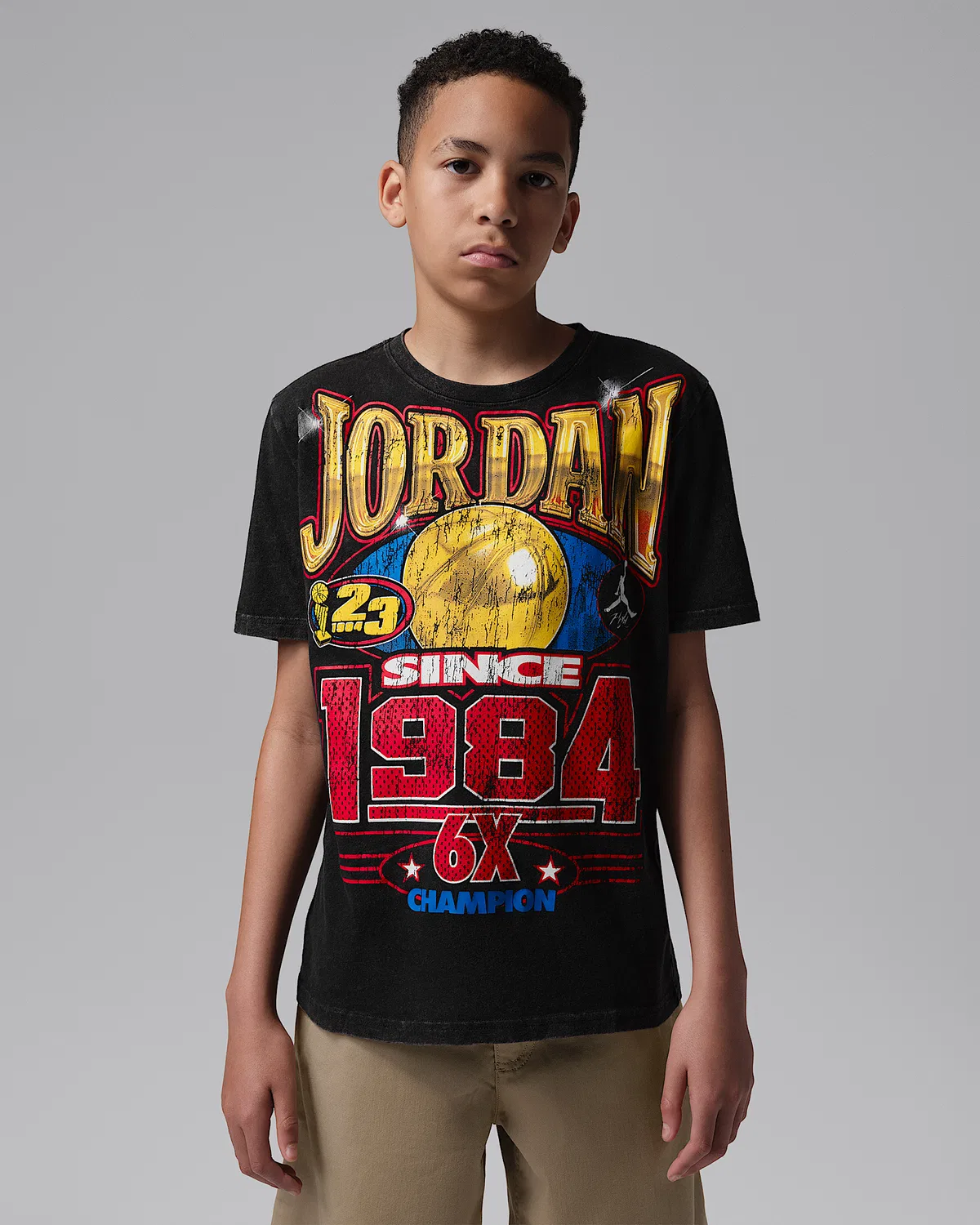 Детская футболка Jordan Big Kids' Gold 6 Times Since '84, Black