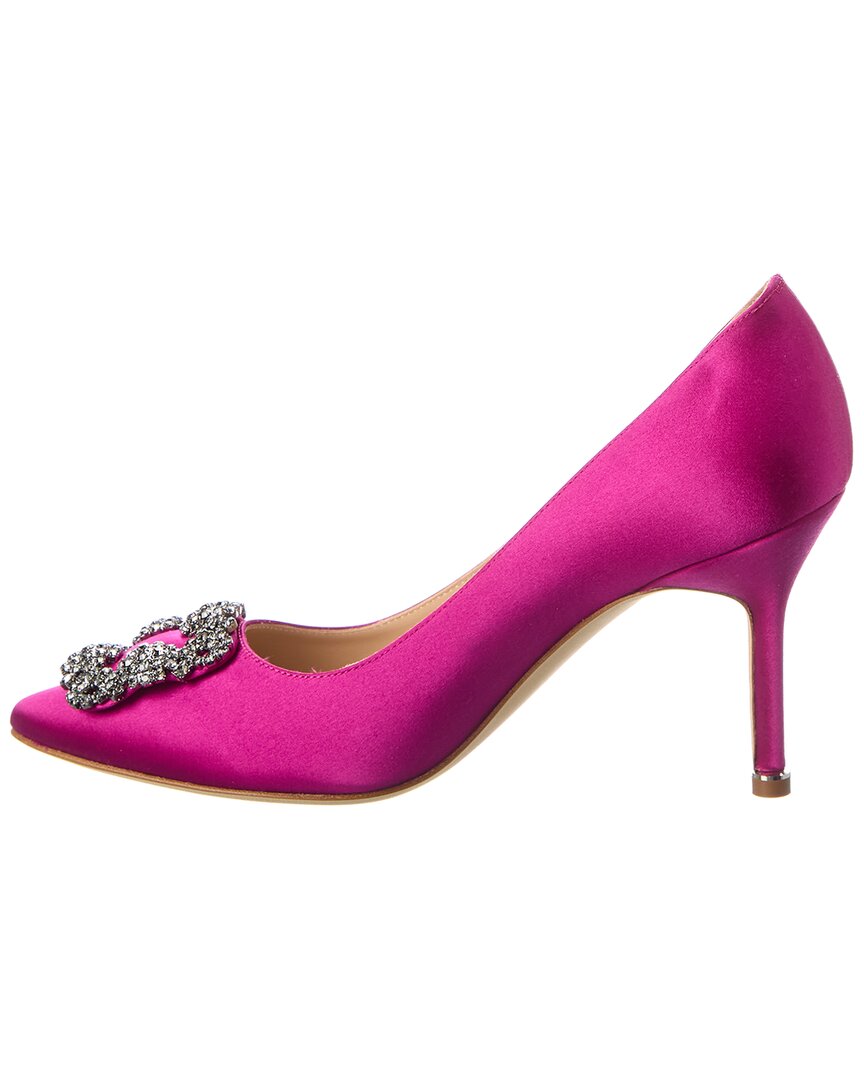 Атласные туфли Manolo Blahnik Hangisi 90, розовый — фото 2