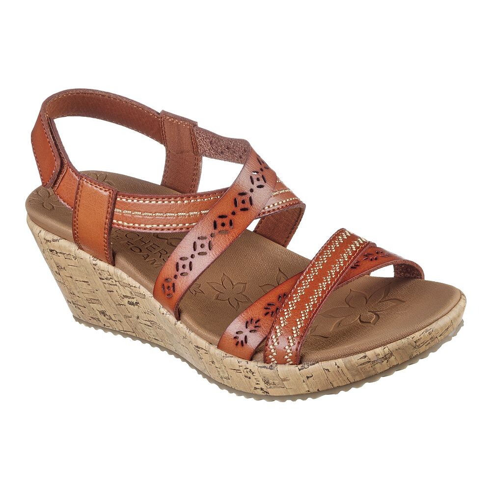 Женские сандалии на танкетке Skechers Cali Beverlee Delicate Glow, цвет Luggage