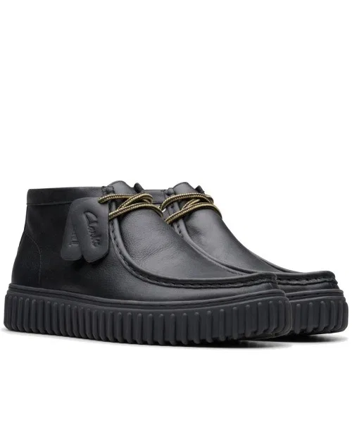 Мужские высокие мокасины из кожи Clarks Torhill Hi чёрные