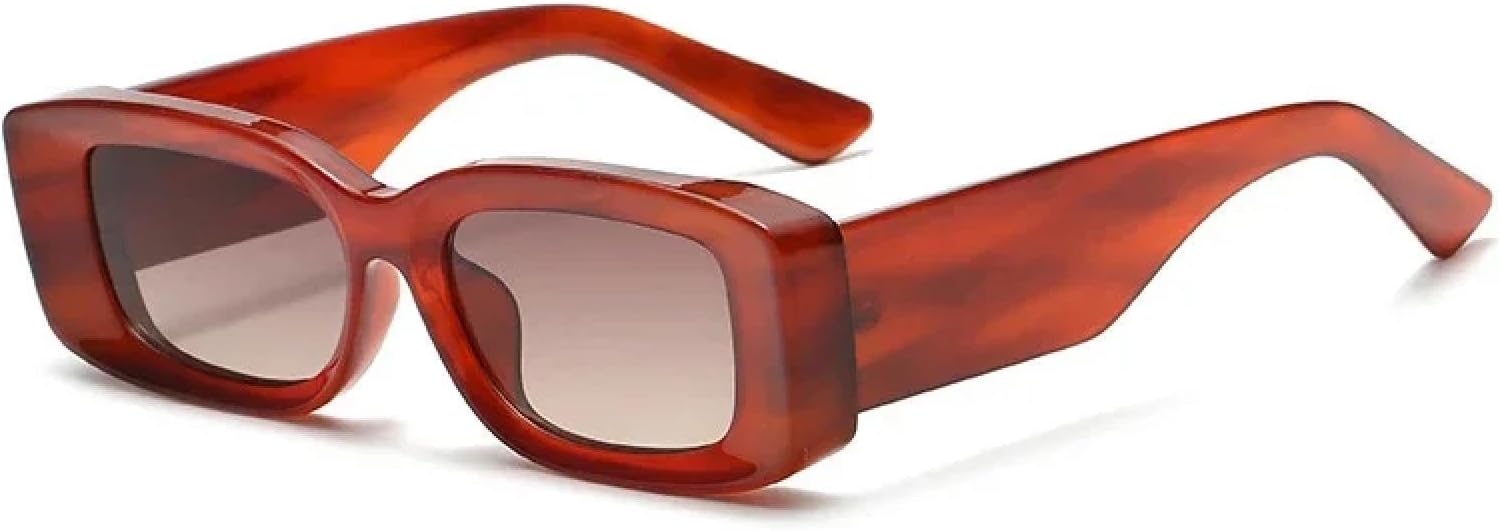 

Модные прямоугольные солнцезащитные очки-гелевые защитные очки для женщин, ретро-очки для мужчин, градиентные очки, защита от УФ-излучения UV400 TOIPASTN, Brown Stripe Tea