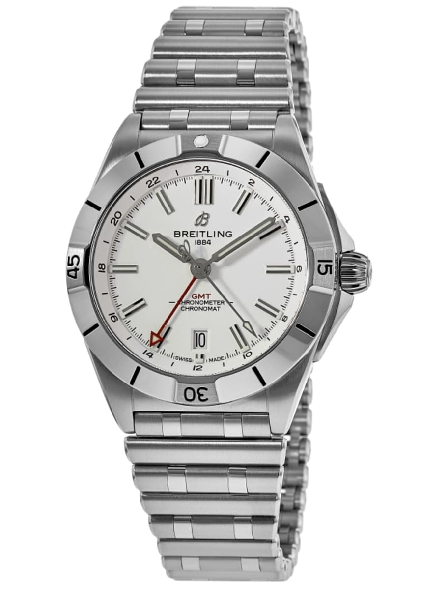 

Мужские часы Breitling Chronomat Automatic GMT 40 с белым циферблатом и сталью A32398101A1A1