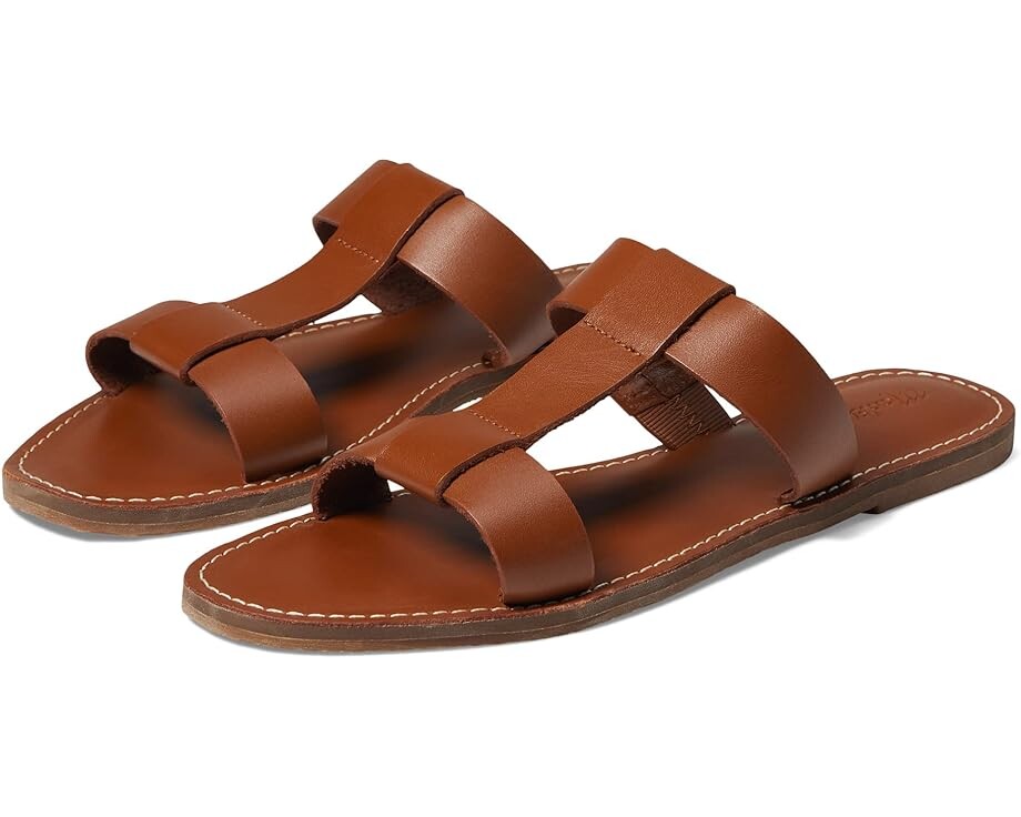 

Сандалии Madewell The Boardwalk T-Strap Slide Sandal, цвет English Saddle