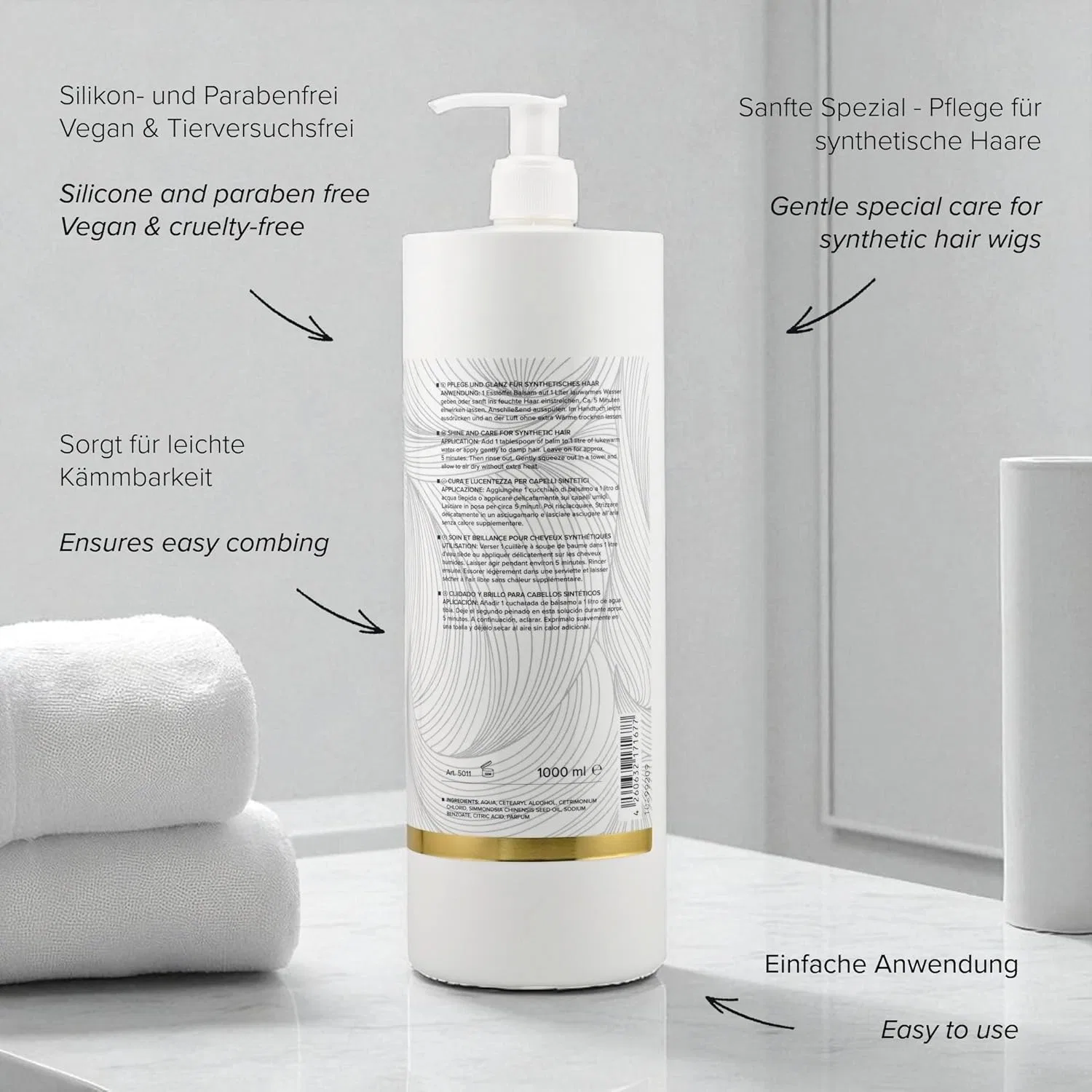 Бальзам для синтетических волос SHAKE OVER Vegan Hair Thickening, 1000 мл Luttmann — фото 2