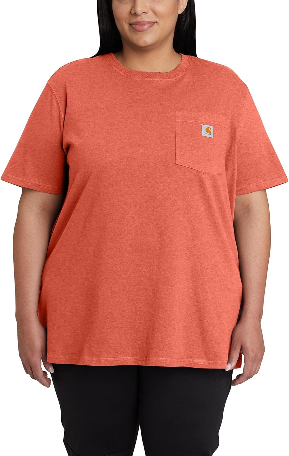 

Carhartt женская футболка с карманом, свободный крой, плотная ткань, короткий рукав, Earthen Clay Heather