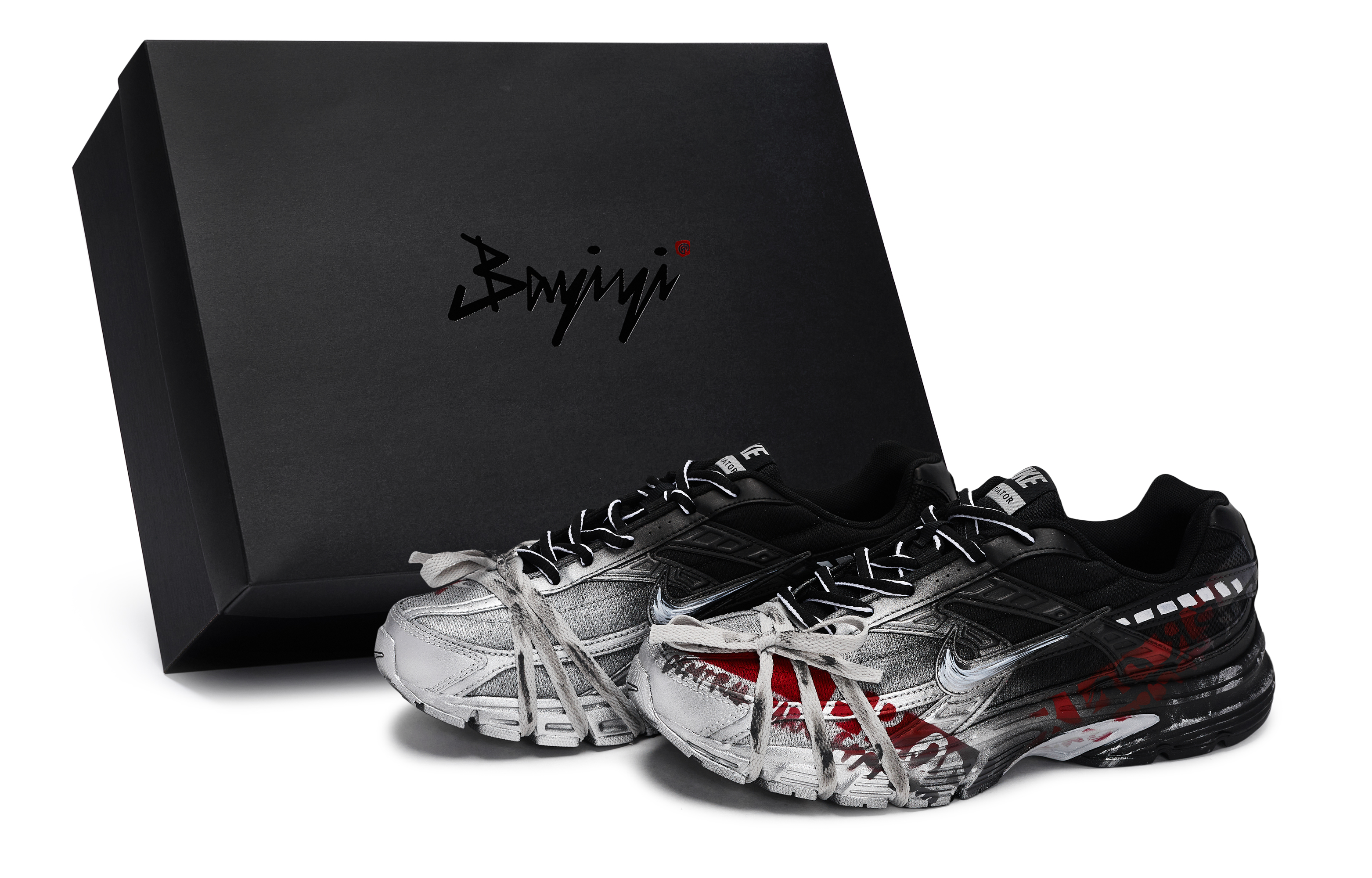 

Nike Кроссовки Initiator Anti Slip с низким верхом, износостойкие, мужские, черные, красные, серебристые