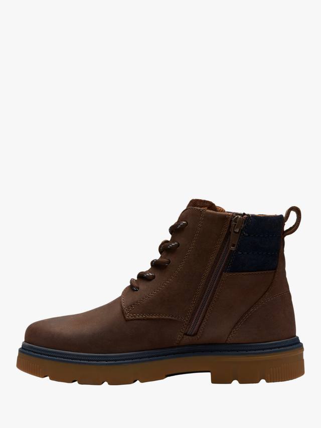 Ботинки детские Clarks Lorcam Trail кожаные на шнуровке, Dark Brown — фото 2