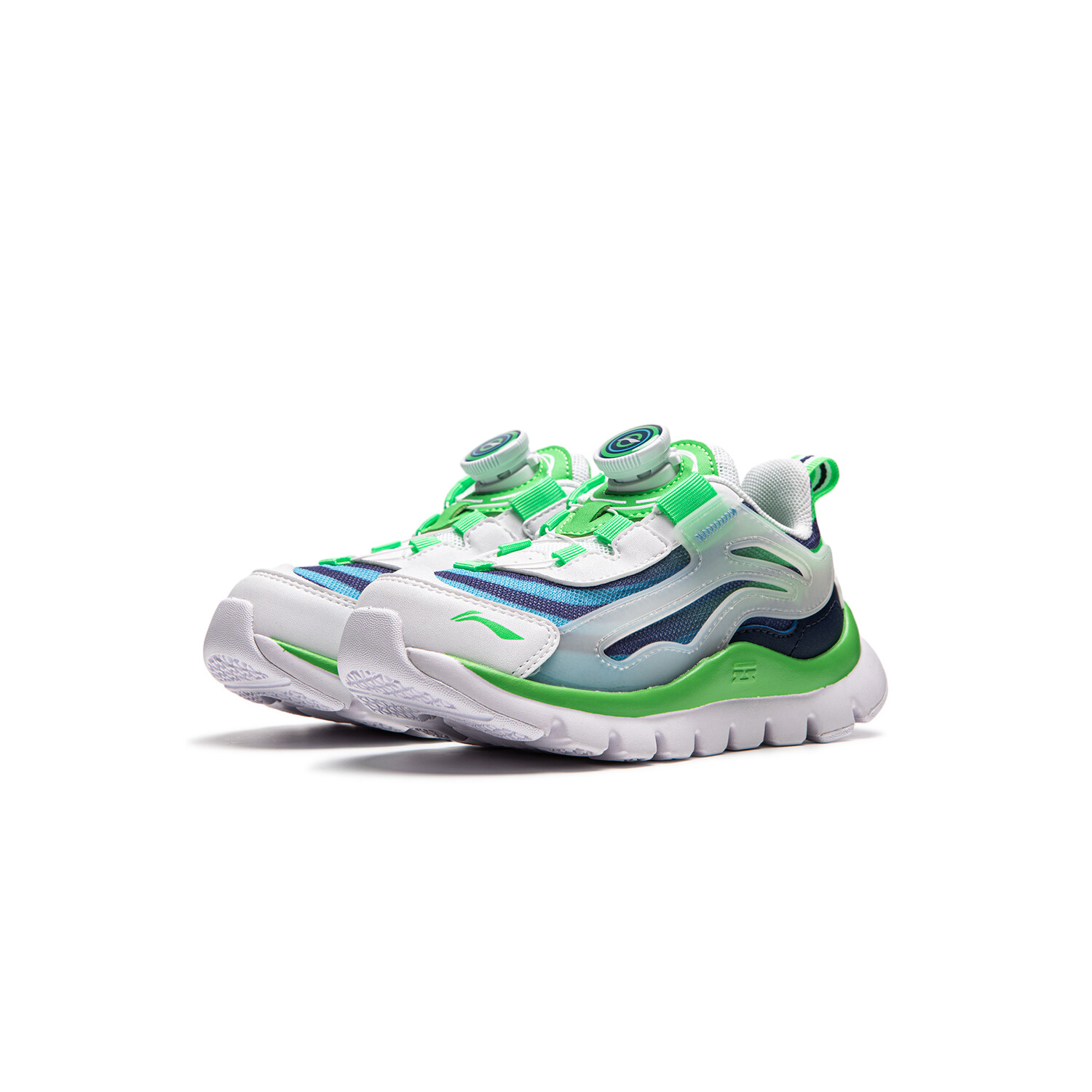 Кроссовки LINING YOUNG Sports Life Collection Kids Lifestyle Shoes Kids Low-top Standard White/fluorescent Acid Green/deep Violet Blue, зеленый — фото 3
