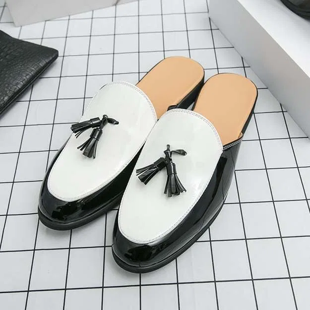 Лоферы мужские повседневные Half Shoes, черно-белые — фото 3