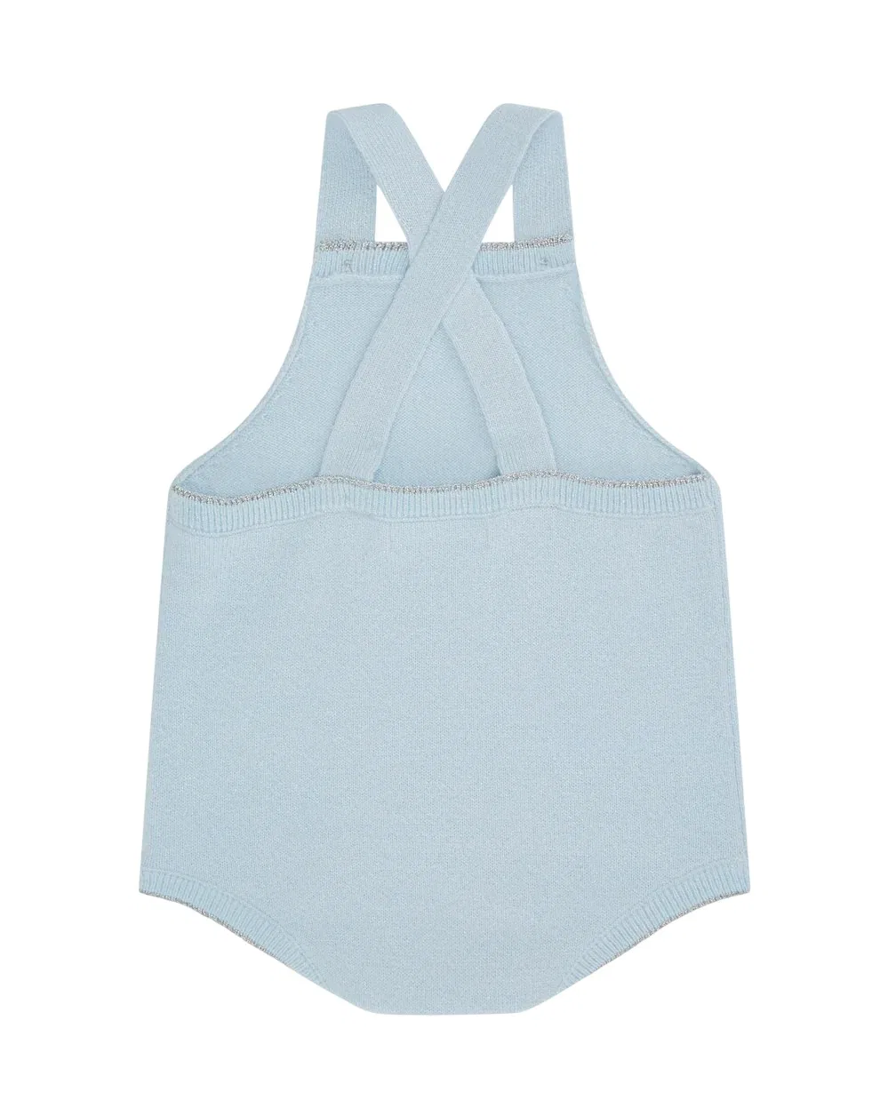 Комплект детский с эмблемой MC из кашемира Infant MC Embroidered Cashmere Sparkle Romper Marie Chantal, Pale Blue — фото 2