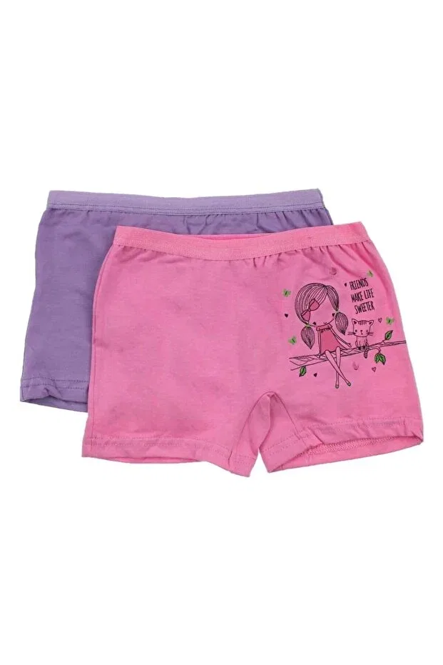 Детские боксеры для девочек хлопковые комплект 2 шт 3069 2 pack lycra girl's boxers Çamaşırcımshop, Mixed Color Package