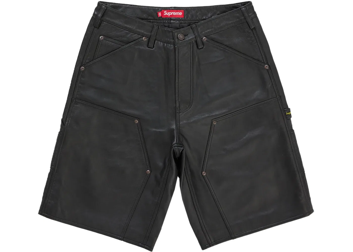 Мужские кожаные шорты с двойным коленом Supreme Leather Double Knee Painter, черный