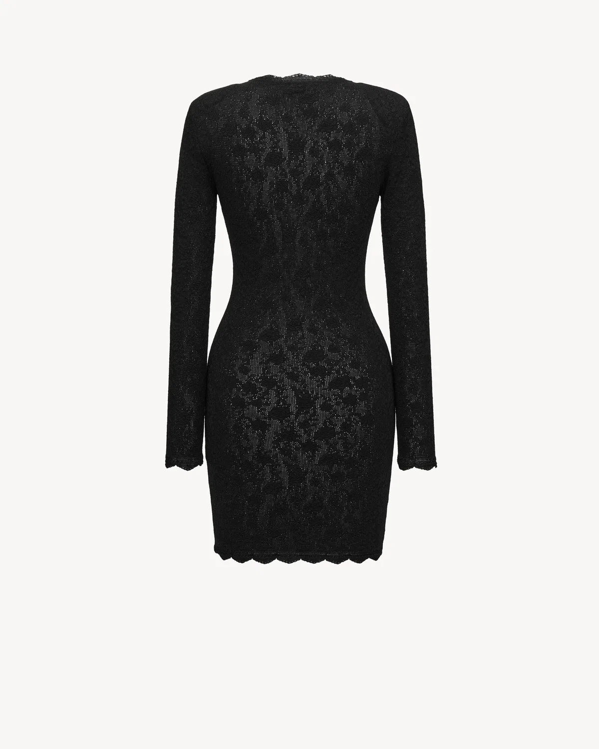 Мини-платье из цветочного сетчатого трикотажа SAINT LAURENT, черный — фото 2