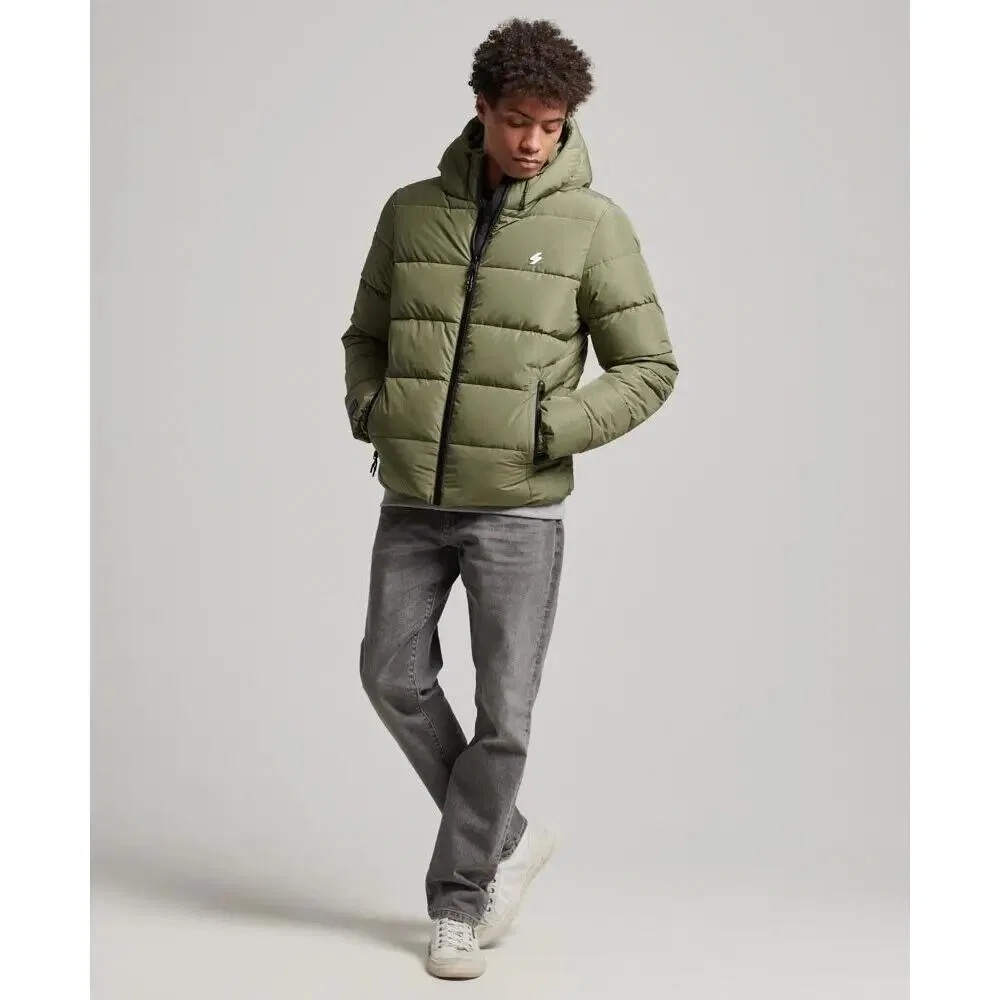 Мужская стеганая куртка с капюшоном Superdry Sports, Зеленый — фото 3