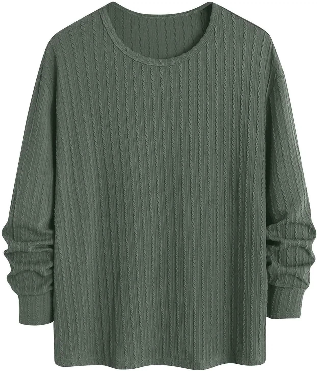 Мужская длинная футболка с высоким воротом Stretch Textured Knit, Army Green — фото 3