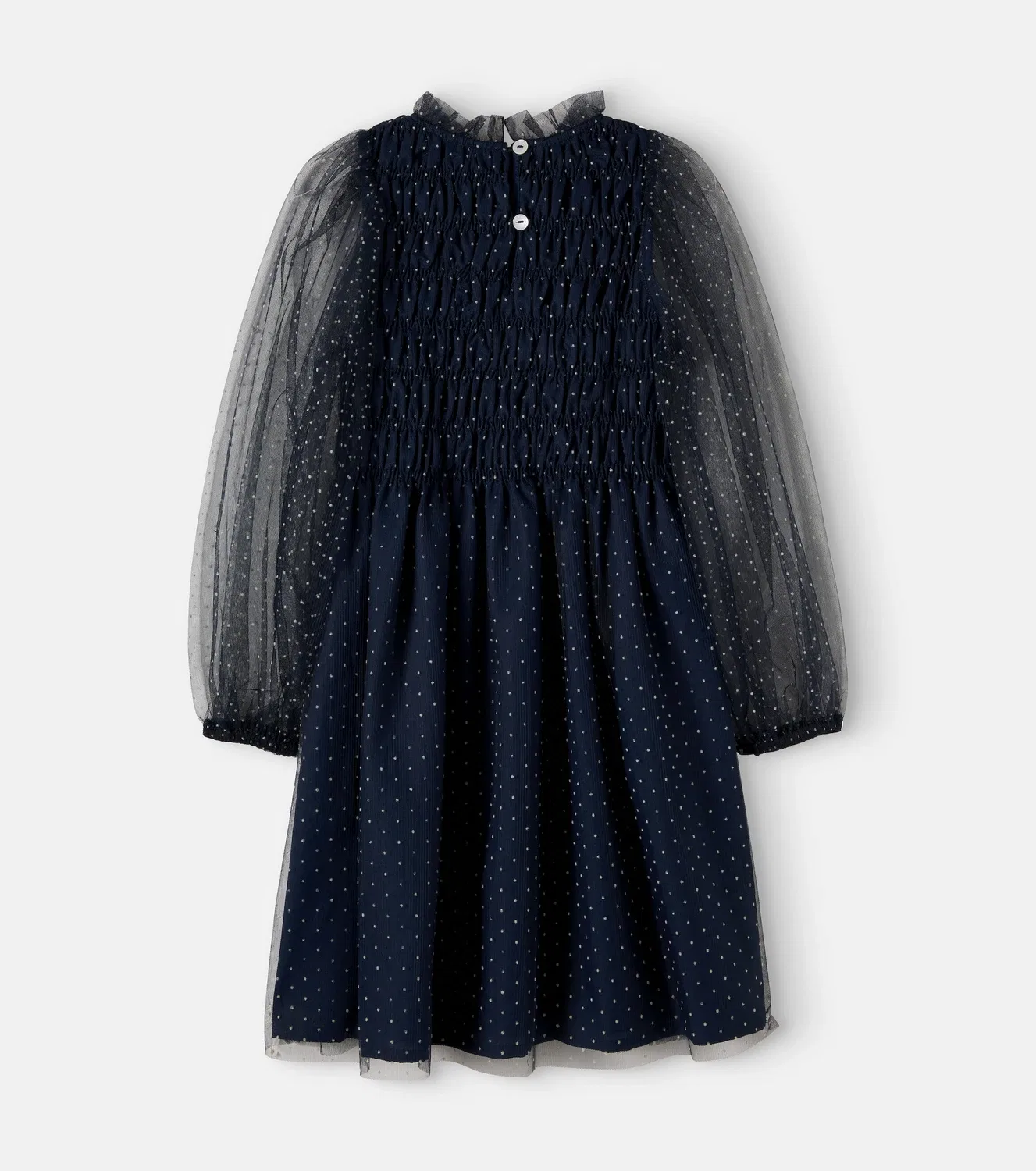 Платье из тюля с вышивкой в горошек Starla Bebe Organic, синий — фото 2