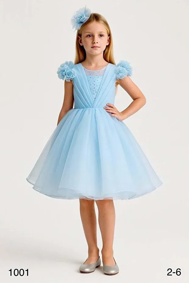 Детское платье для девочек с кружевом Miss Helina, Blue