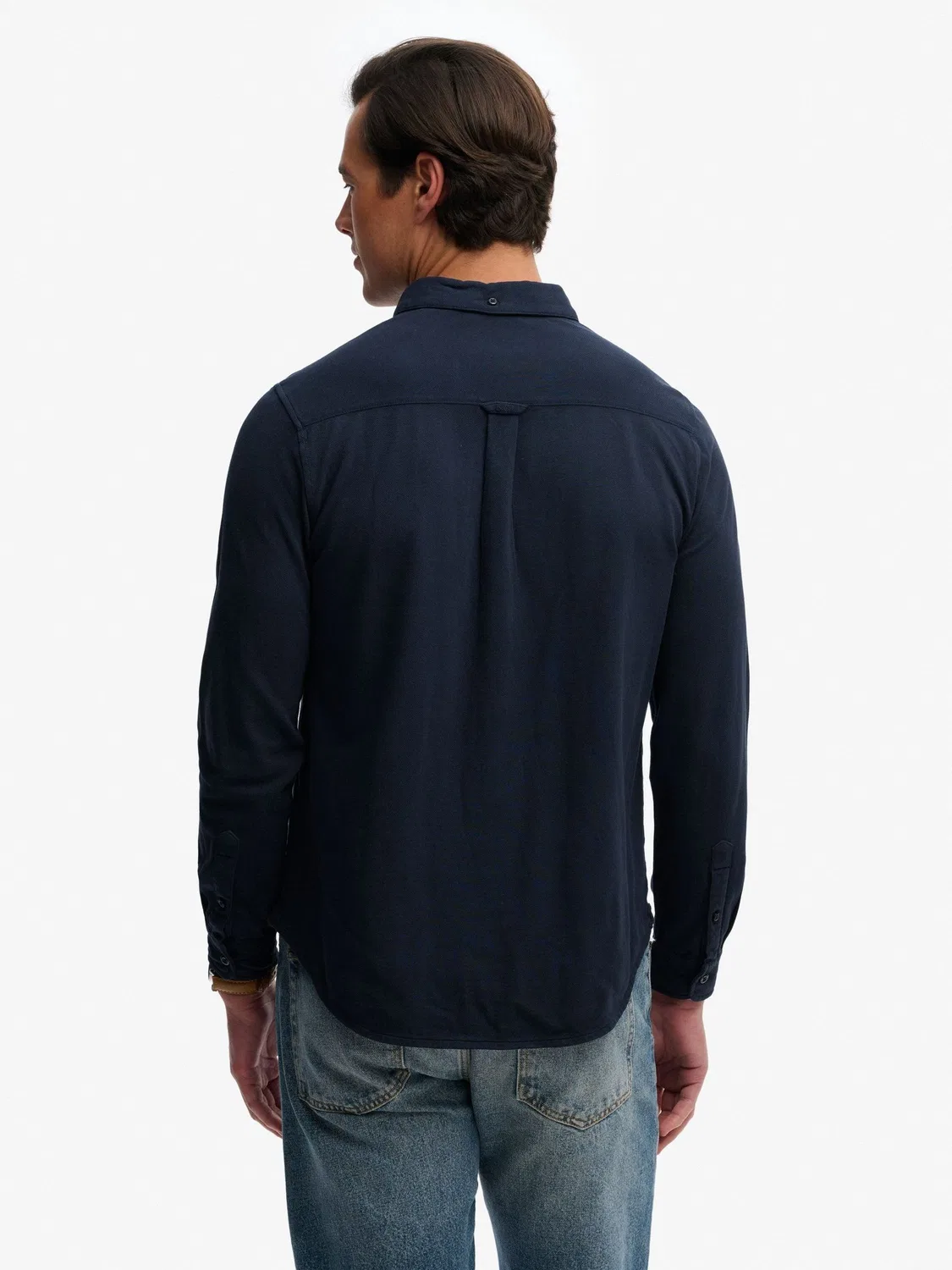 Рубашка из пике Vintage Destroy, длинный рукав Superdry, темно-синий — фото 3