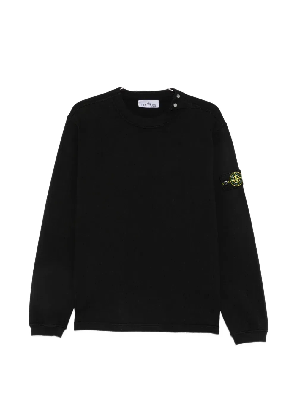 Свитшот с нашивкой-логотипом и пуговицами на плечах Stone Island, черный