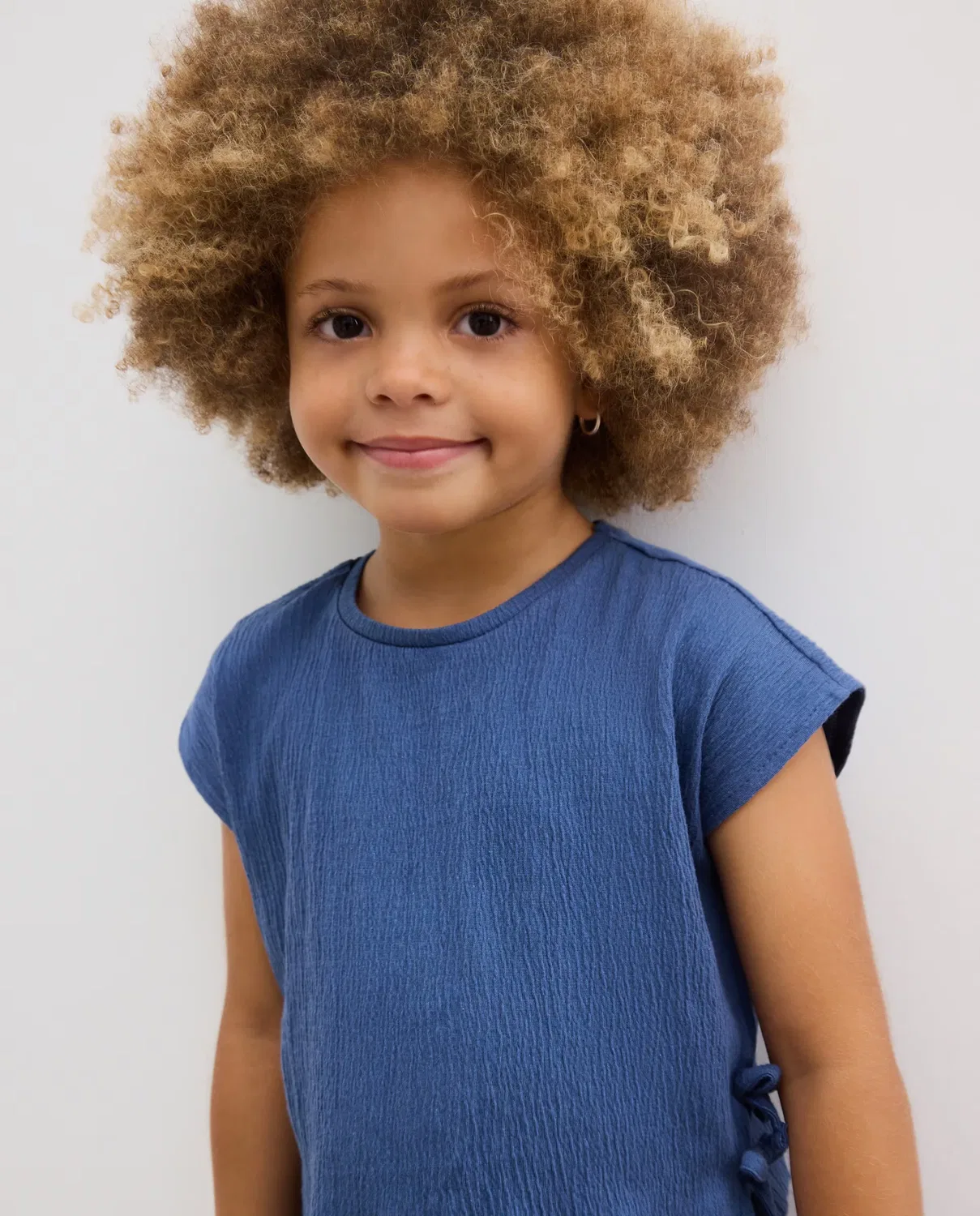 Детский комплект для девочек из жатой ткани с завязками Wrinkled Kids El Corte Inglés, Azul — фото 2