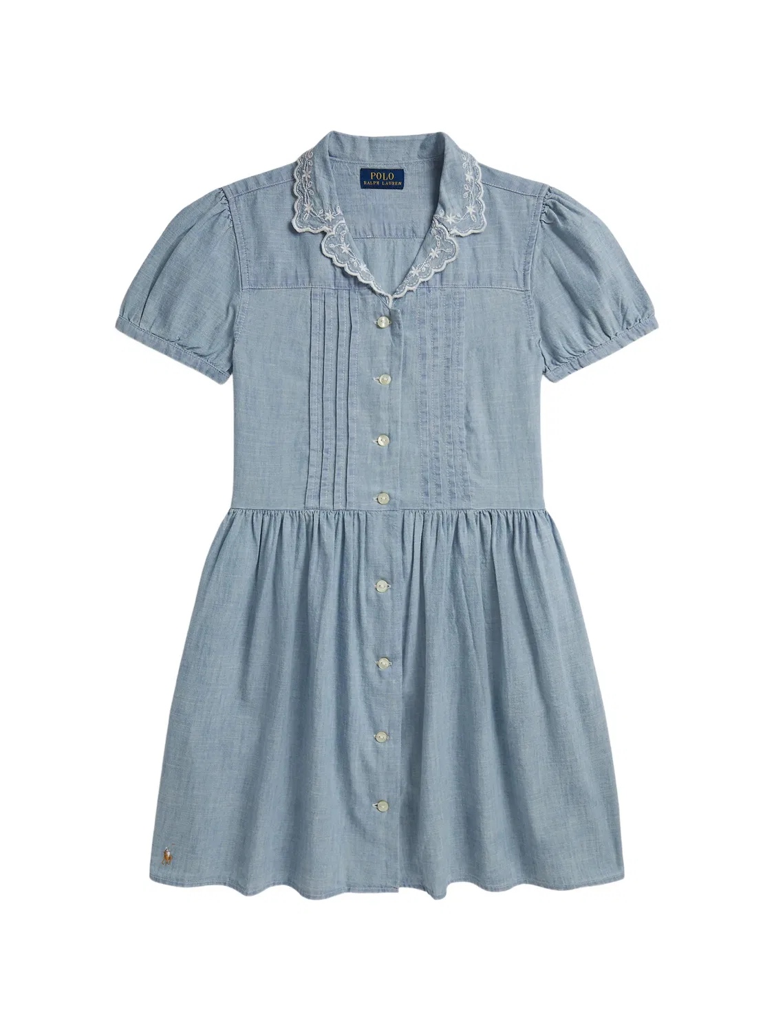 Платье с фестонами и вышивкой Polo Ralph Lauren Kids, синий