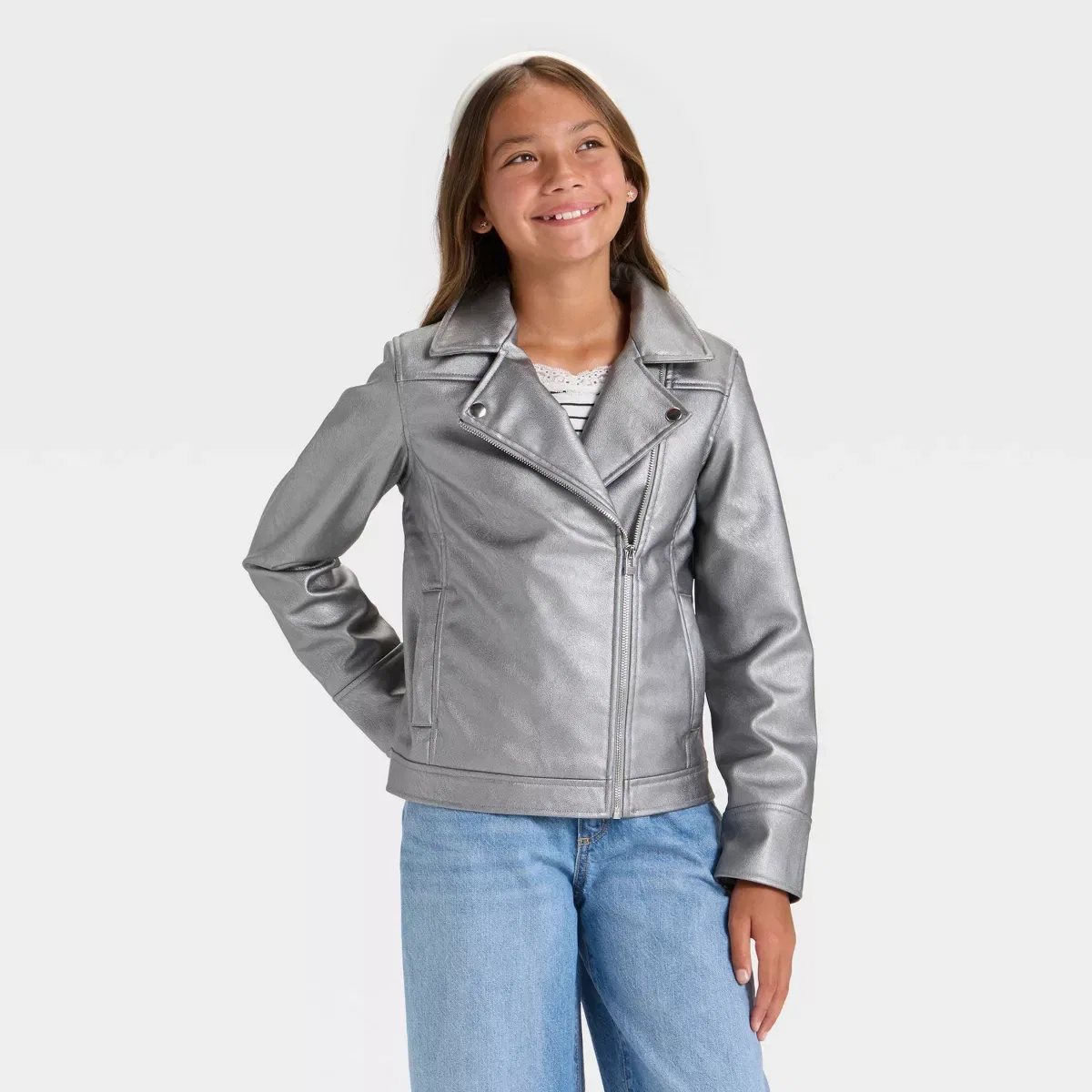 Детская куртка-косуха с принтом art class GIRLS SWIM/OUTERWEAR, Silver