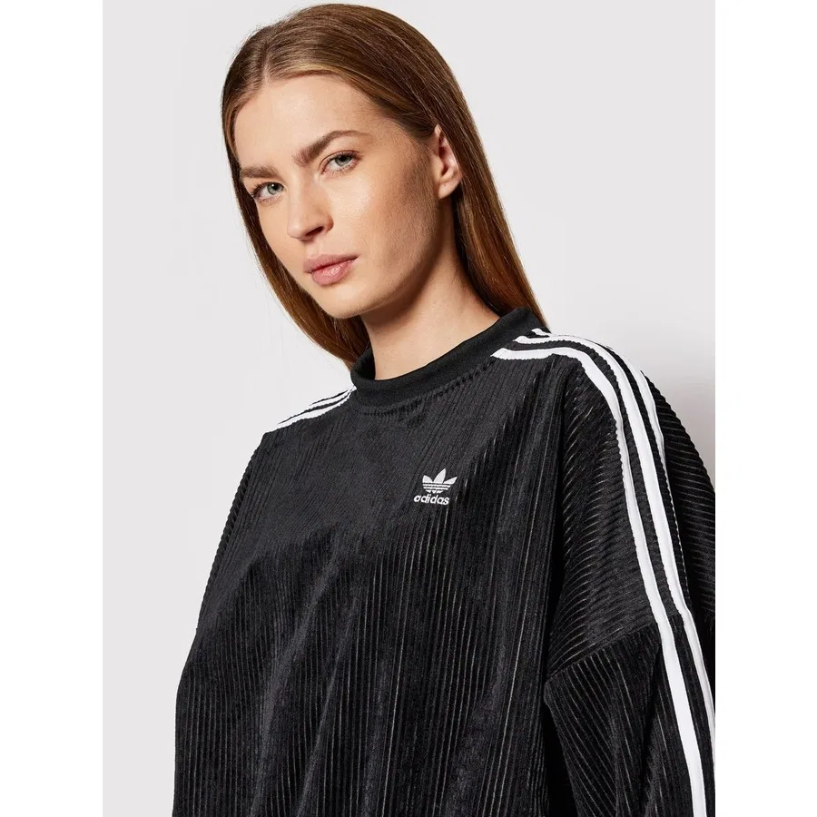 Женский свитшот из велюра с воротником-стойкой adidas H37848, Черный — фото 3