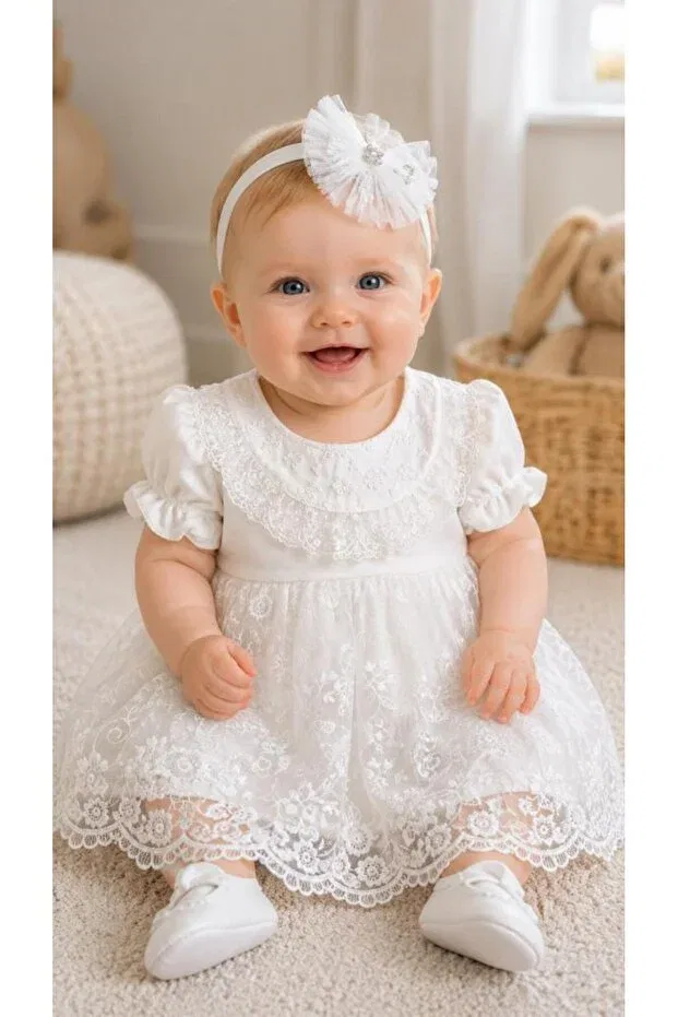 Детское платье для девочек с длинным рукавом Aykidsclup, White — фото 4
