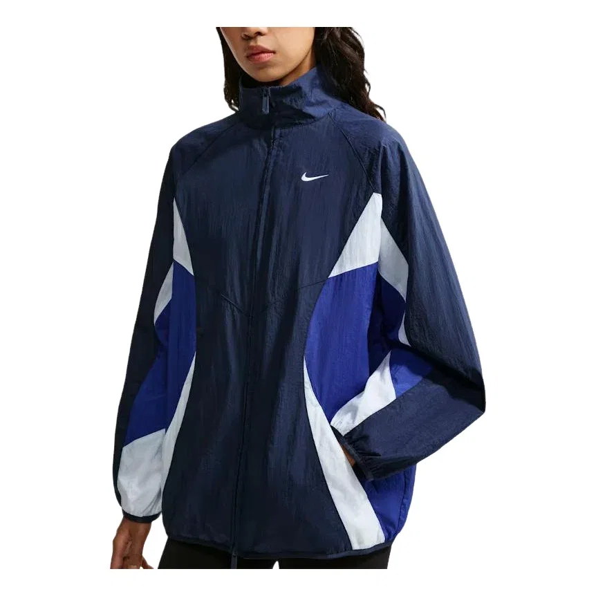 Женская куртка оверсайз с длинным рукавом Nike Sportswear Oversized Track Jacket, темно-синий