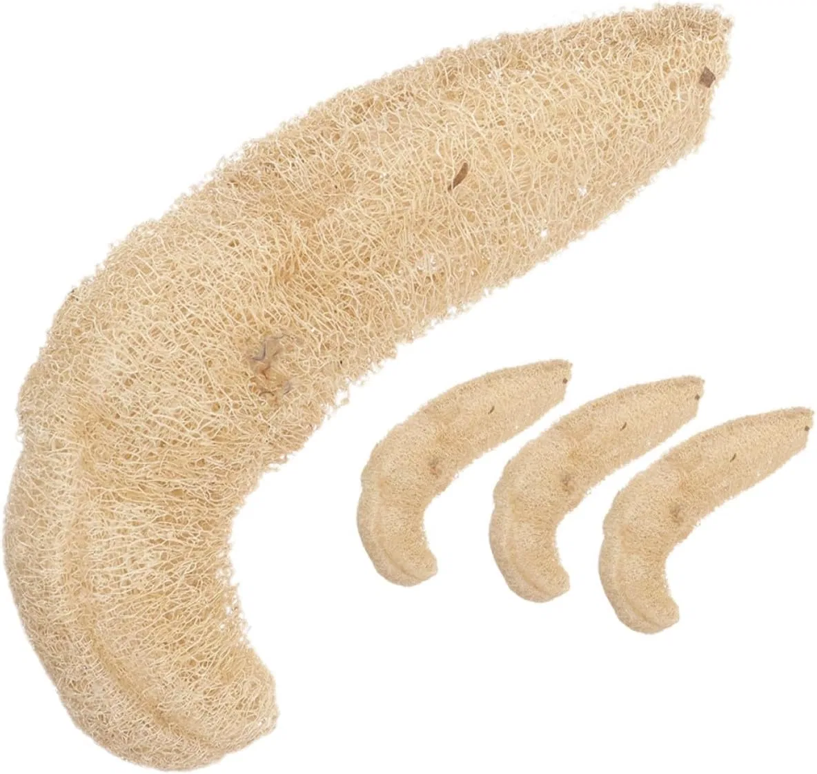 Мочалка для тела из люфы, CATIEBYE, набор 4 шт, 35 см, Beige