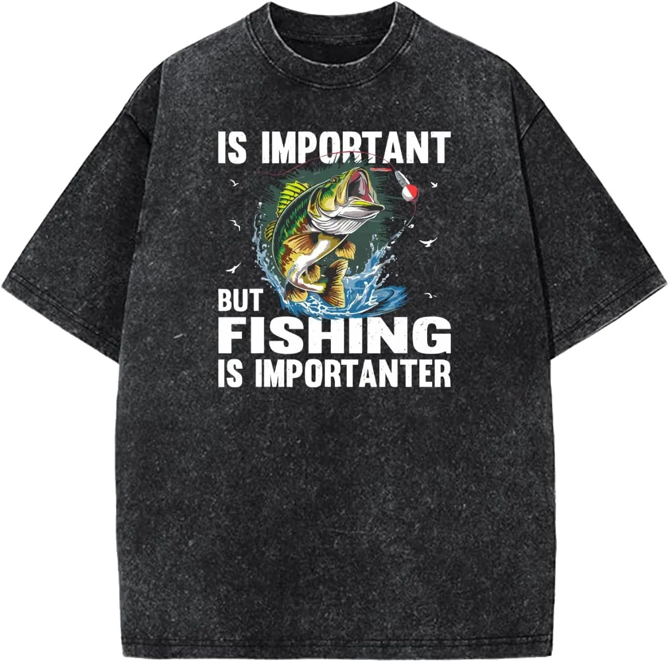 Мужская футболка с графическим принтом Fishing Importanter, Wash Black