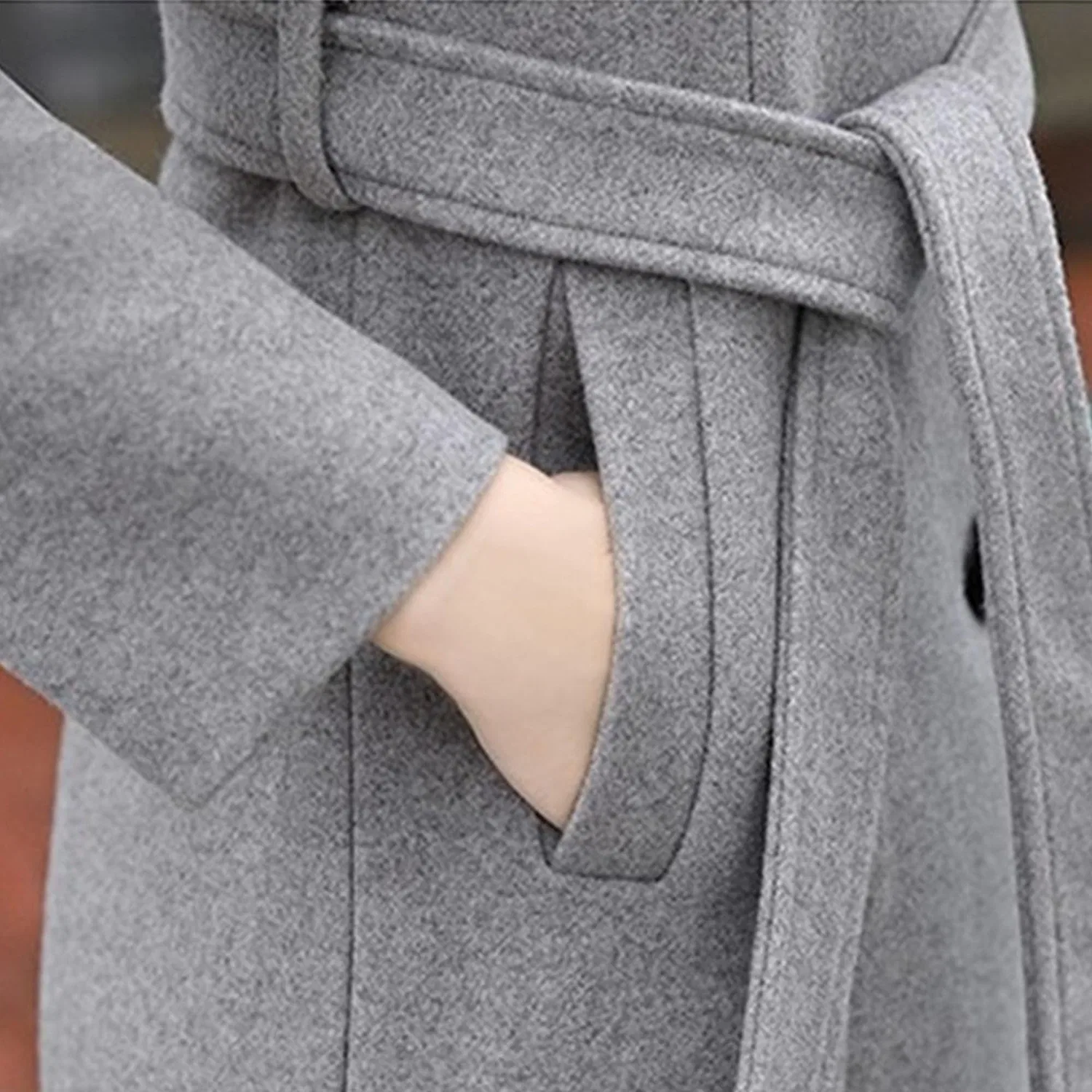 Женское пальто с поясом, свободного кроя, с карманами, Grigio — фото 2
