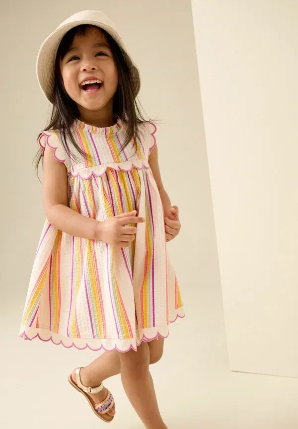 Платье летнее хлопковое Regular fit - sleeveless scallop detail summer dress Next, Rainbow Stripe