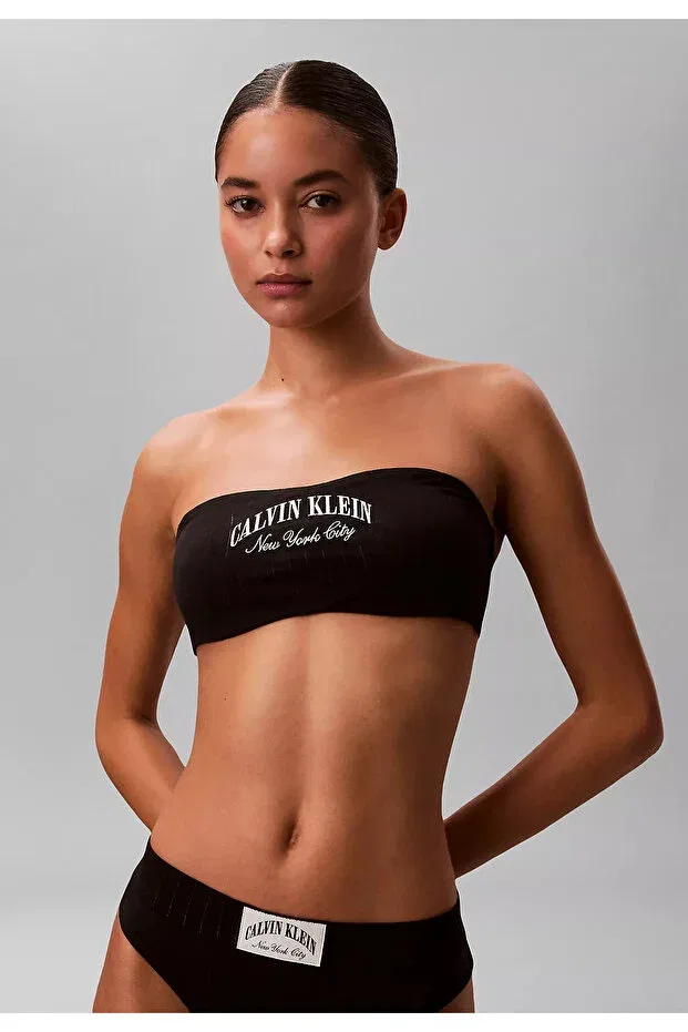Женский хлопковый бюстгальтер без бретелек Calvin Klein, Black
