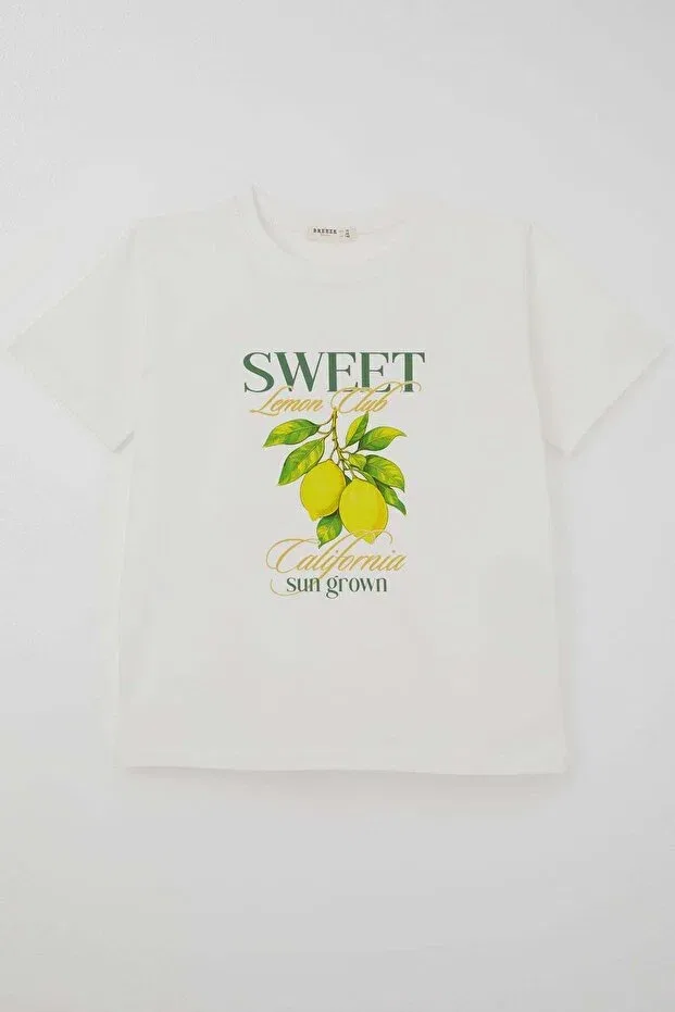 Детская футболка для мальчиков с принтом Lemon Print Breeze, Ecru — фото 3