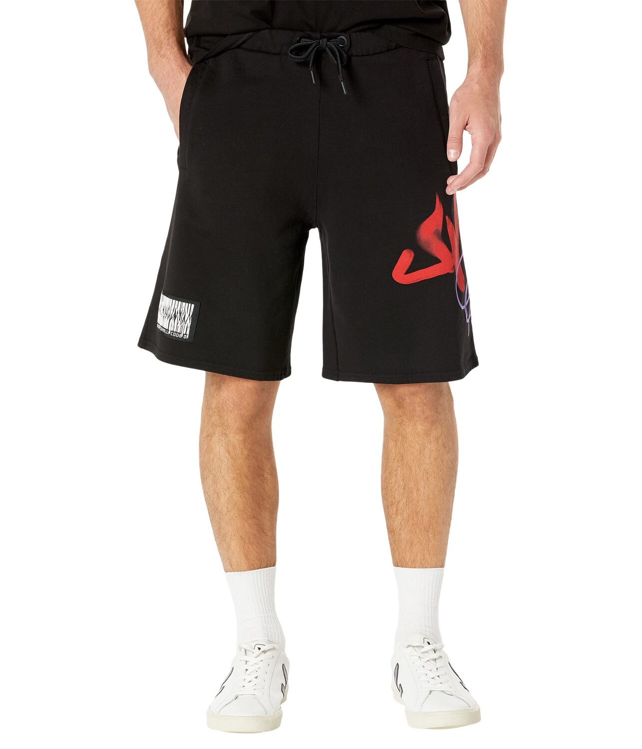 

Шорты Just Cavalli, Sweatshirt Cotton Jogger Shorts with Graffiti Logo Print