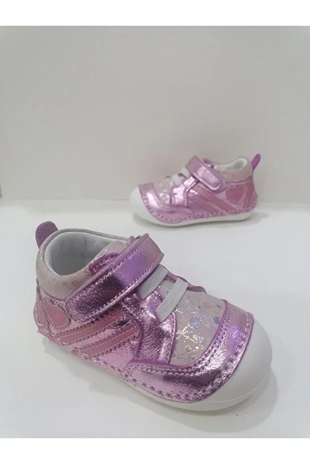 Детские туфли для девочек кожаные с принтом Özgür Kids, Pink — фото 3