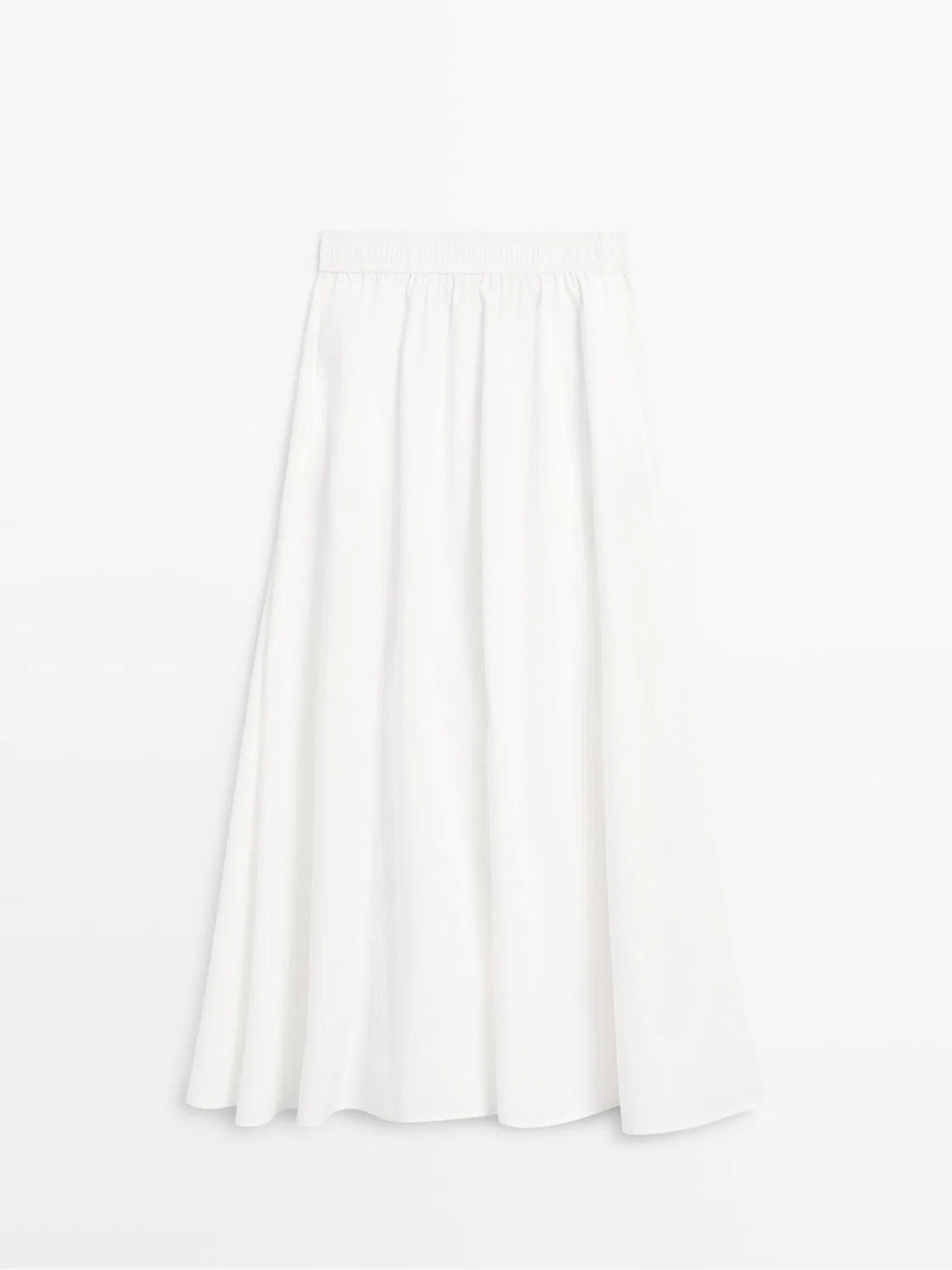 Длинная юбка Massimo Dutti Long Poplin, белый — фото 2