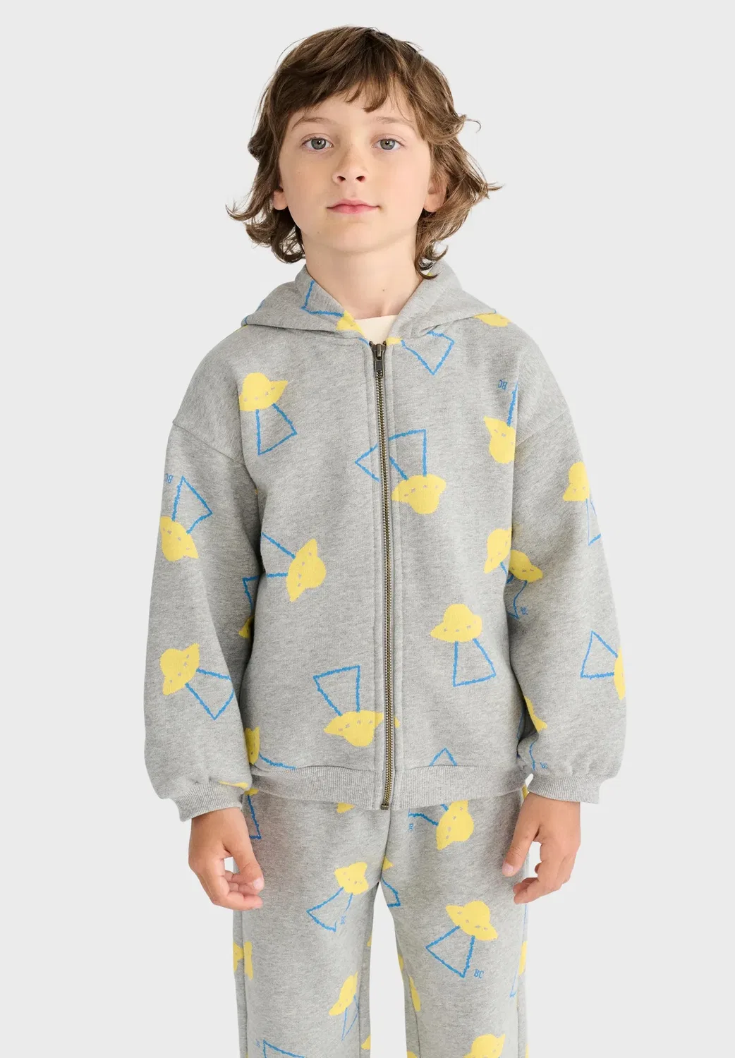 Унисекс толстовка на молнии Pixel Abduction Bobo Choses, Heather Grey