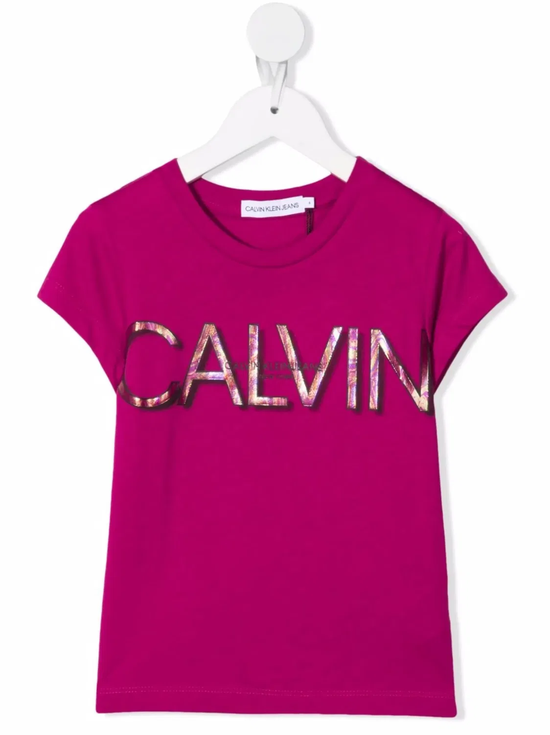 Хлопковая футболка с логотипом Calvin Klein, розовый