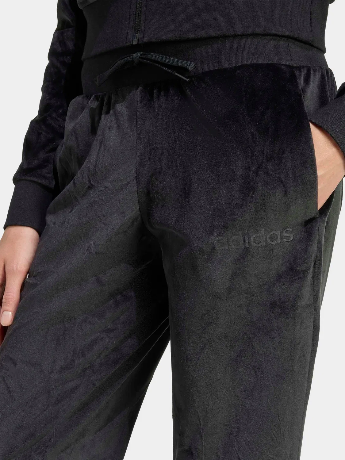 Спортивный костюм велюровый Glam Teamsport adidas, черный — фото 4