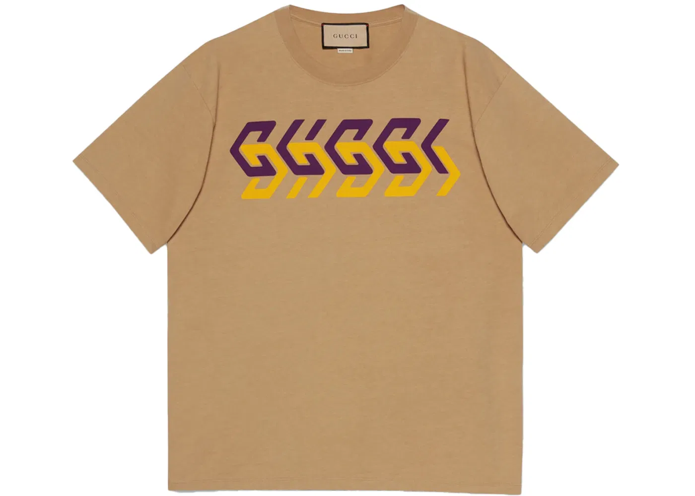Мужская футболка с принтом Gucci, Camel/Purple/Yellow