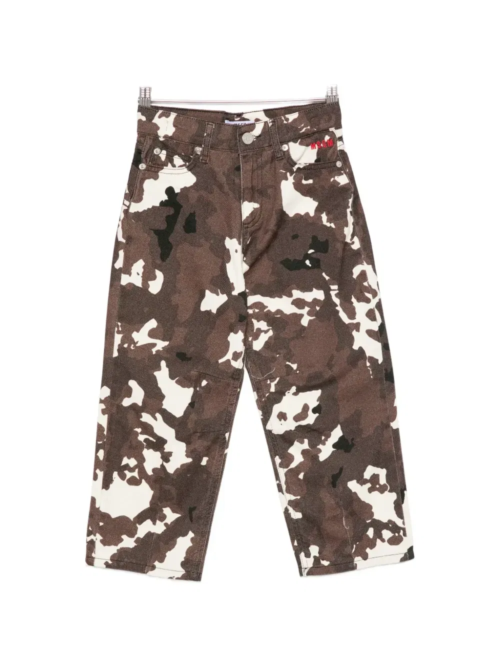Джинсы прямого кроя с камуфляжным принтом Msgm Kids, коричневый