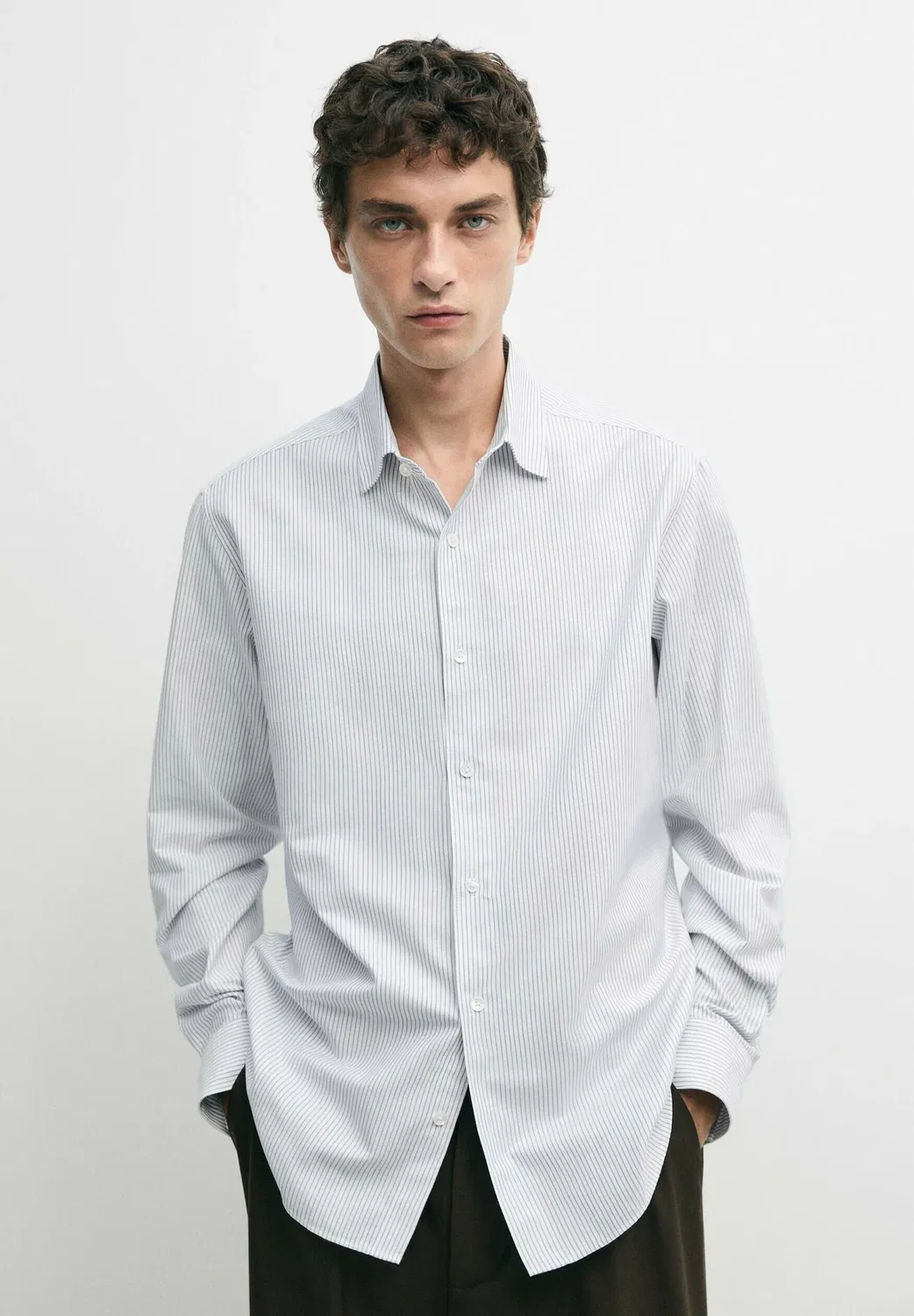 Классическая рубашка Massimo Dutti, Dark Blue — фото 3